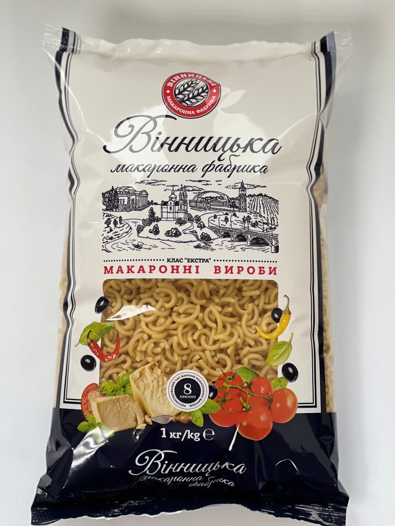 Макаронні вироби трубчасті ВІННИЦЬКА МАКАРОННА ФАБРИКА Ріжки 1 кг